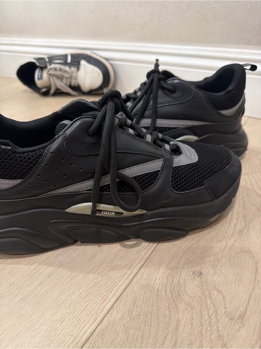 Dior Black and Silver Men's Chunky Trainer Sneakers